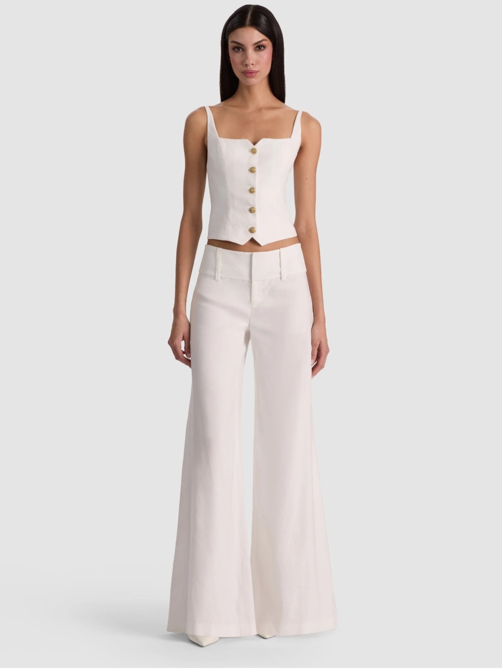 Alice + Olivia Wide Leg White Linen Pants